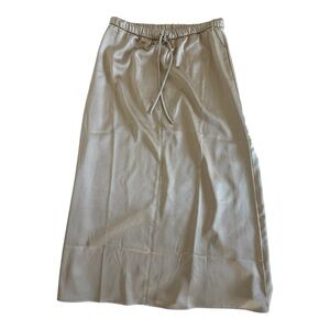 Mango Tan Midi Skirt with Tie Front